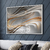 Quadro Decorativo Abstrato Dourado Branco Marrom Linhas