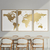 Kit 3 Quadros Decorativos Mapa Mundi - comprar online