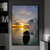 Quadro Decorativo Paisagem Pôr do Sol Barco Mar