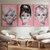 Quadro Decorativo 3 Telas Mulheres Audrey, Brigitte e Marilyn - comprar online
