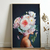 Quadro Decorativo Florais e Folhagens Buque de flores sobre mulher