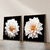 Quadro Decorativo 2 Telas Florais e Folhagens Margaridas em fundo preto