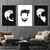 Kit 3 Quadros Decorativos Profissões Barbeiro Barbearia Silhuetas Masculinas em preto e branco