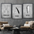 Kit 3 Quadros Decorativos Profissões Barbeiro Barbearia Tesoura Navalha Máquina de barbear