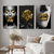 Kit 3 Quadros Decorativos Pessoas Mulher Boca Rosa Borboleta em preto cinza e dourado - comprar online