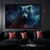 Quadro Decorativo Animais Lobo Olhos Amarelos Fumaça
