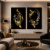 Kit 2 Quadros Decorativos Folhagens Dourada e Preta - comprar online
