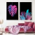 Kit 2 Quadros Decorativos Folhas Coloridas Rosa Azul na internet