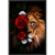 Quadro Decorativo Animais Leão com Flores Vermelhas on internet