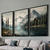 Kit 3 Quadros Decorativos Paisagem e Natureza Paisagem de Montanhas e Lago com Neblina - buy online