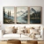 Kit 3 Quadros Decorativos Paisagem e Natureza Paisagem de Montanhas e Lago com Neblina