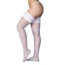 Meia Lisa Com Renda 7/8 Branca 7/8 Perrutextil