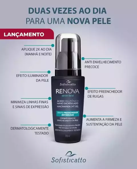 Renova Sérum Facial Preenchedor Antirrugas Com Ácido Hialurônico 30Ml