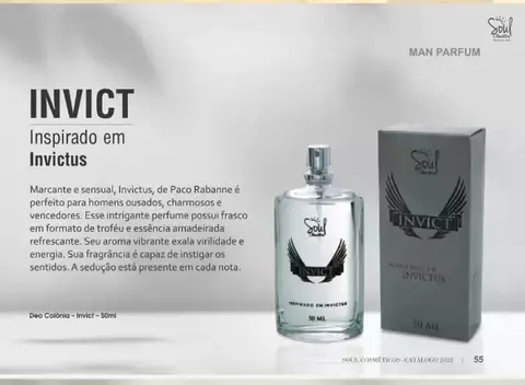 Perfume Masculino Invict Inspirado Em Invitus Spray 50Ml - Soul