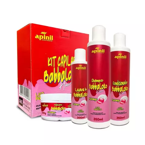 Kit Capilar Babbaloko Morango Apinil Com 4 Itens