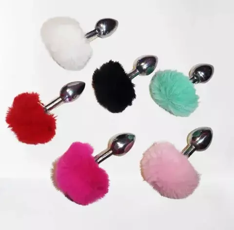 Plug Anal Em Metal Pompom Colors - Tamanho P