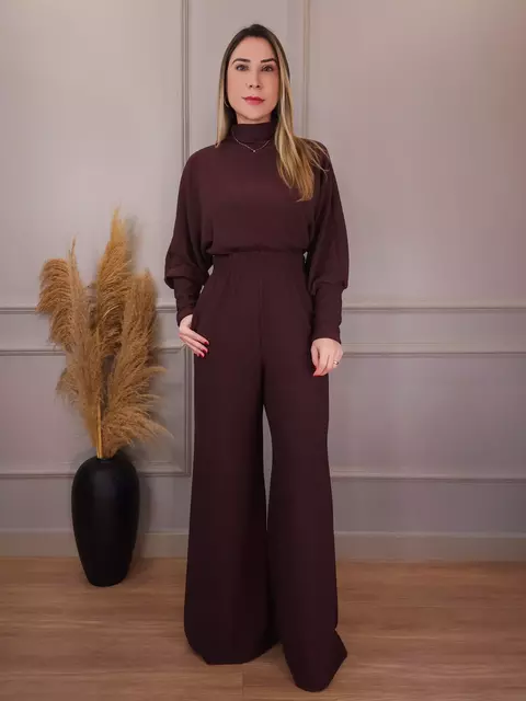 Conjunto De Calça e Blusa Manga Longa Ana Marrom