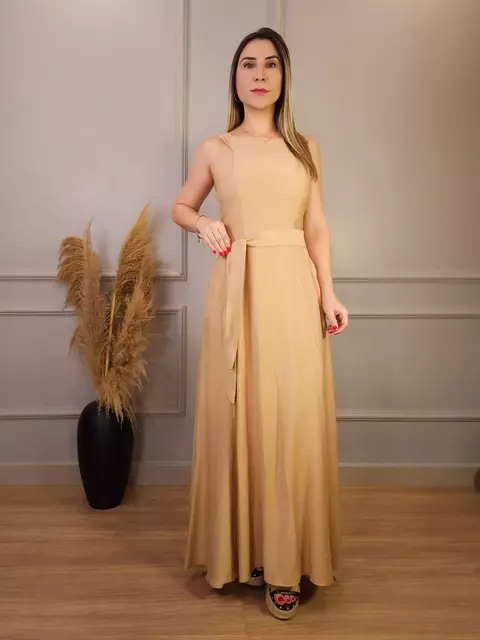 Vestido Longo Alfaiataria Rainne Nude
