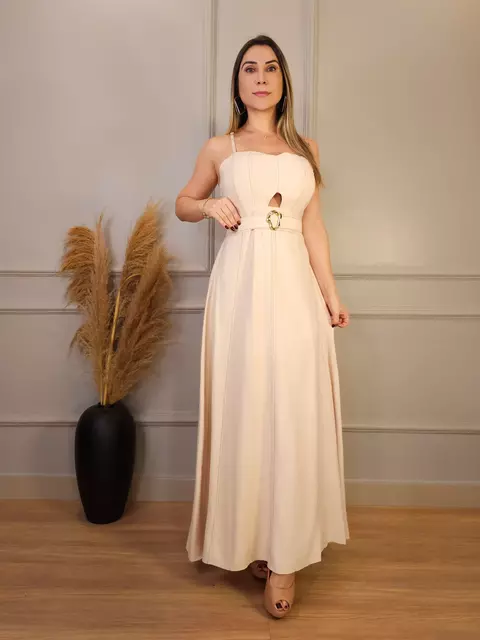 Vestido Longo Alfaiataria c/ Recorte Busto Viky Nude