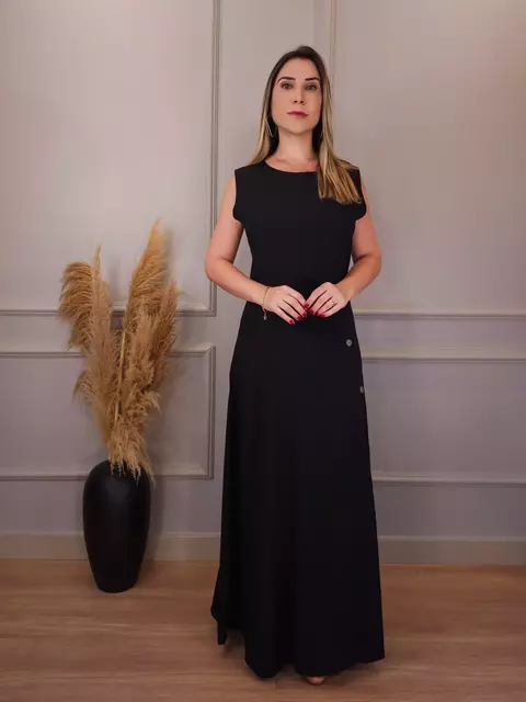 Vestido Longo Cavado Lindi Preto