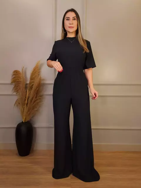 Conjunto De Pantalona e Blusa Manga Curta Ana Ruga Soyani Preto