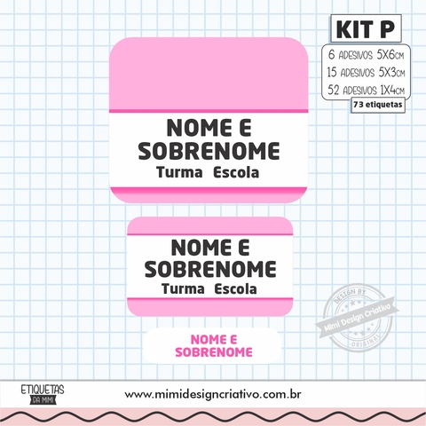 Kit Etiquetas Escolares "Sem Tema - Rosa"