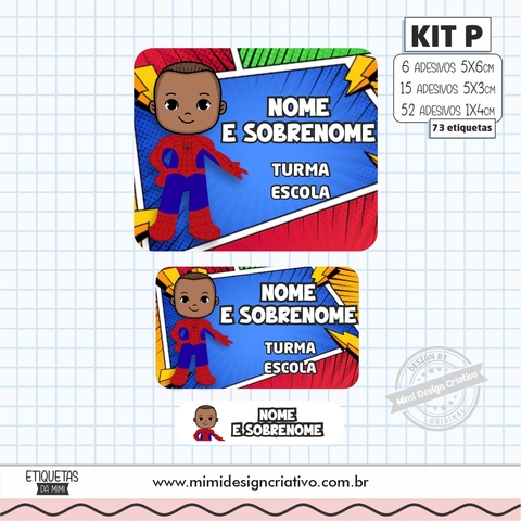 Kit Personalizado Etiquetas Escolares - Mascotinhos Super Heróis