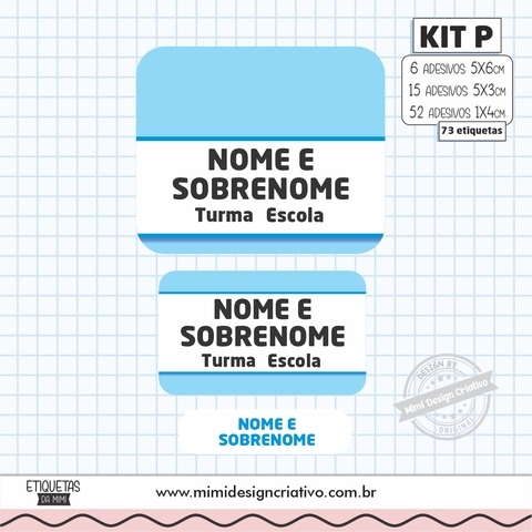 Kit Etiquetas Escolares "Sem Tema - Azul"
