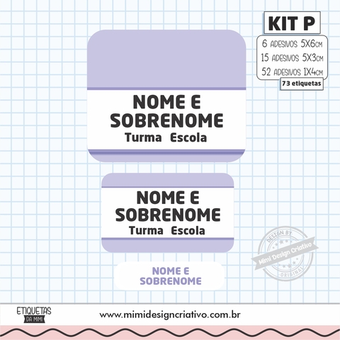 Kit Etiquetas Escolares "Sem Tema - Lilás"