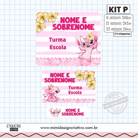 Kit Etiquetas Escolares "Stitch Tropical Rosa"