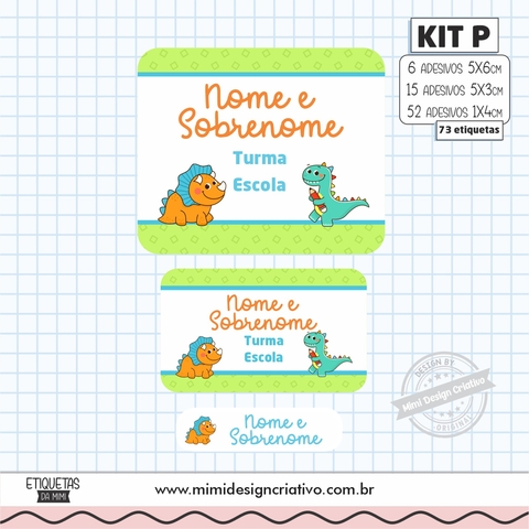Kit Etiquetas Escolares "Dino Baby Verde"