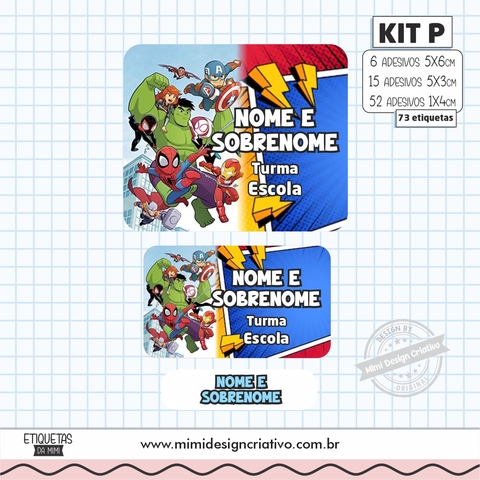 Kit Etiquetas Escolares "Super Heróis Cute 2"