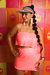saia laura paetê rosa neon