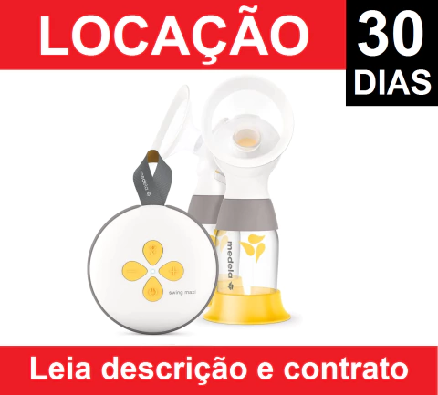 Locação da Bomba Tira Leite Elétrica DUPLA SWING MAXI FLEX por Período de 30 Dias BIVOLT com Bateria Recarregável Medela