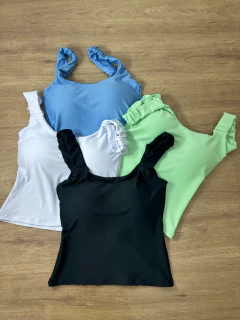 Blusa Suplex Regata com Babado na Alça Feminina - loja online