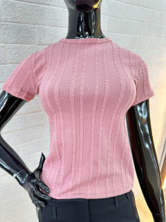 Blusa Canelada Manga Curta em Poliéster com Elastano na internet