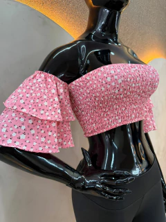 Imagem do Cropped Ciganinha em Viscose com Mangas Bufantes - Floral