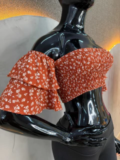 Cropped Ciganinha em Viscose com Mangas Bufantes - Floral na internet