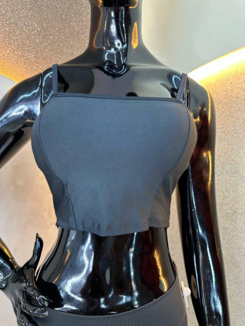 Top Fitness Básico em Poliéster com Elastano Preto - comprar online