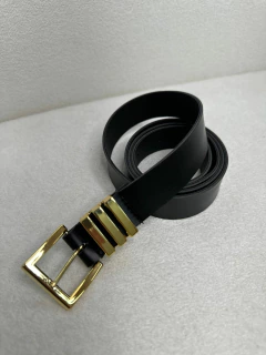 Cinto Feminino Preto com Fivela Quadrada Dourada - Baratão Confecções