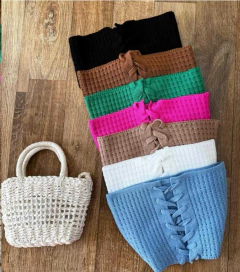 Cropped Modal Tomara que Caia Transpassado com Amarração no Pescoço