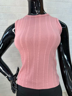 Blusa Canelada sem Mangas em Poliéster com Elastano - comprar online