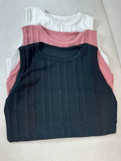 Blusa Canelada sem Mangas em Poliéster com Elastano - loja online