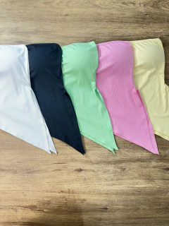 Imagem do Blusa Canelada Tomara que Caia com Bojo - Assimétrica