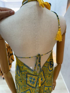 Vestido Longo Estilo Indiano Estampado - Alça Halter e Decote Profundo na internet