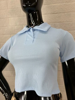 Cropped Canelado com Gola - Poliéster e Elastano na internet