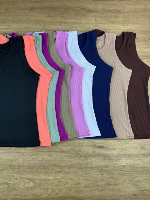 Blusa Canelada Feminina em Viscose com Elastano Sem Manga - Básica, Moderna e Super Confortável ?