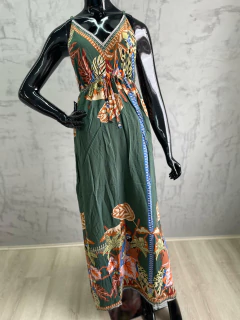 Vestido Longo de Viscose com Estampa Étnica e Floral na internet