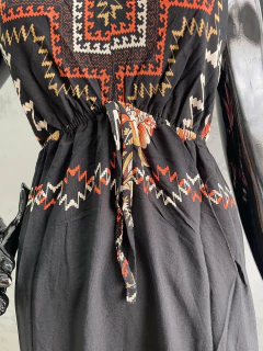 Vestido Longo de Viscose com Estampa Étnica e Floral - loja online