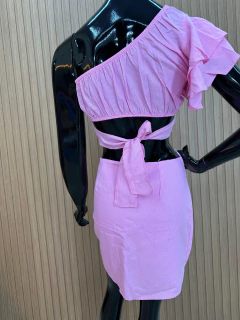 Conjunto Feminino Cropped + Short Saia em Viscose com Linho - Elegância e Modernidade ?